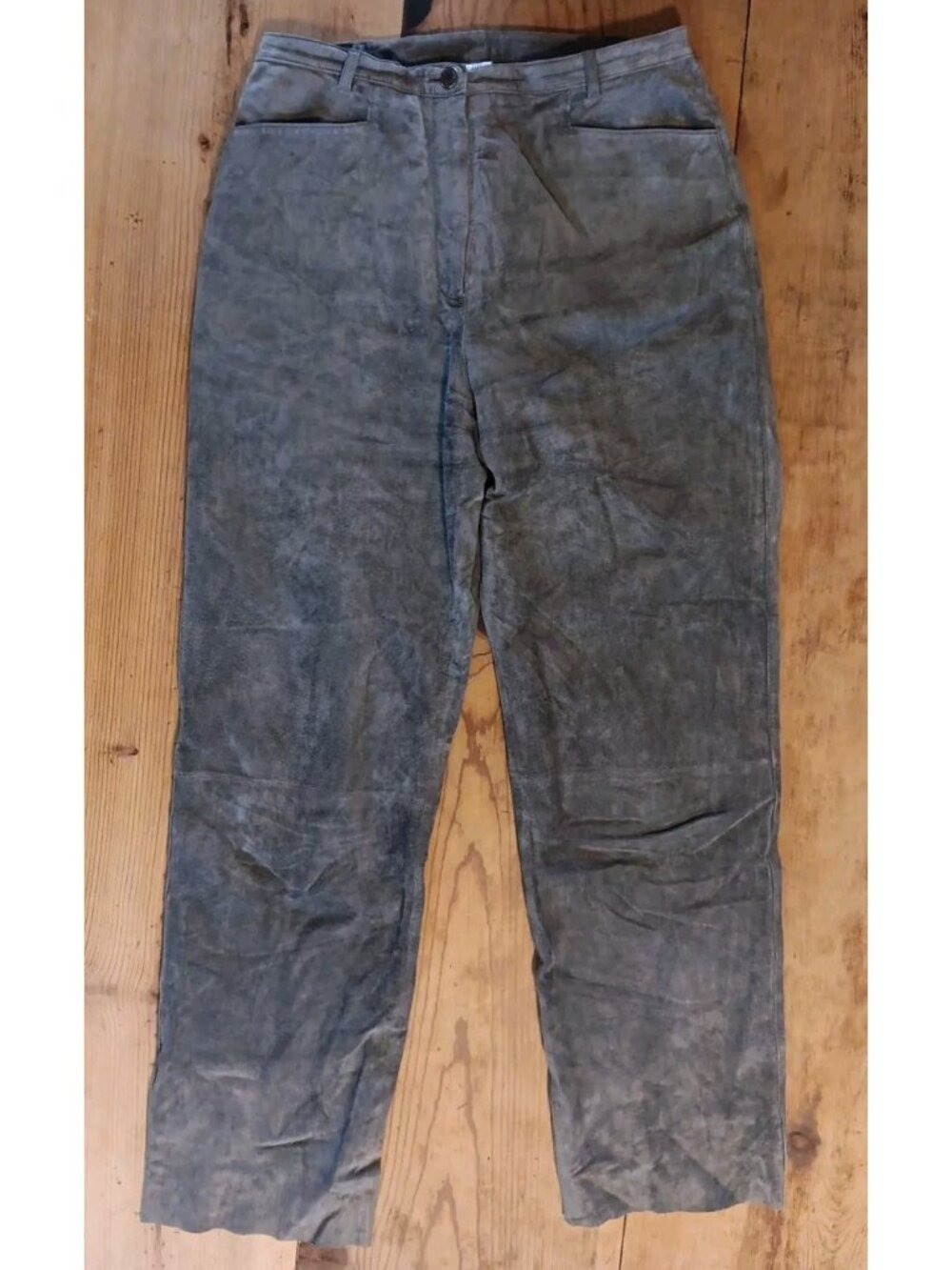 J Jill Suede Pants Womens 8 Gray Lined Straight Leg Leather Mid Rise 29x30